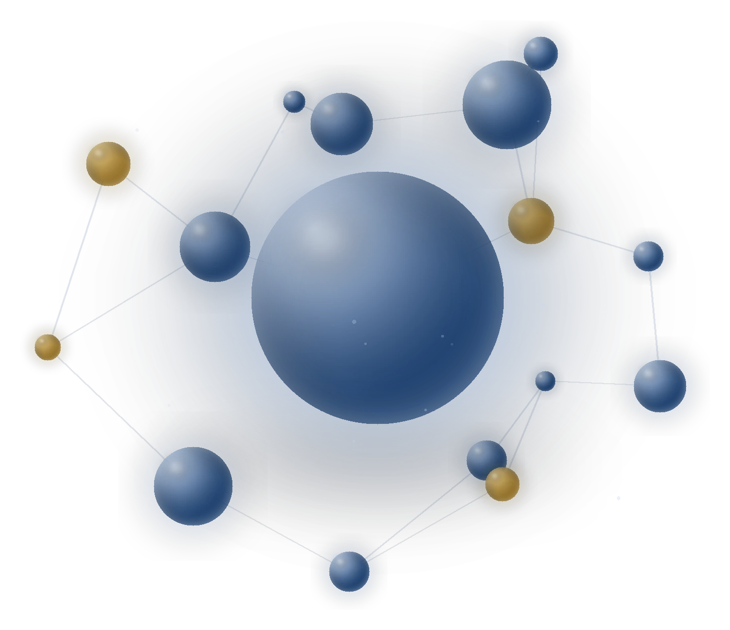 Abstract 3D molecular cluster visual representing research-grade peptide science